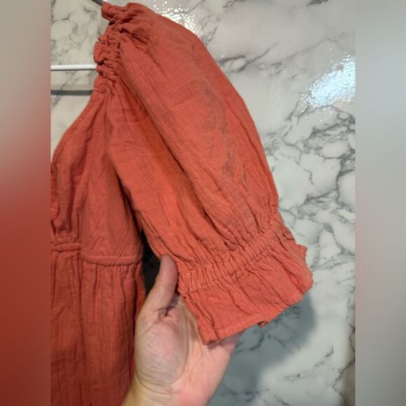 NEW Billabong Perfect Paradise Dress Chic Coral Mini Dress with Puff Sleeves S - Picture 5 of 13